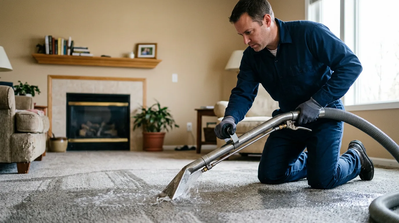 Water damage restoration technician working near Brockport, NY